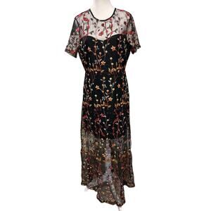 Anthropologie Endless Rose |  Immeasurable Joy Floral Mesh Maxi Dress I Lg